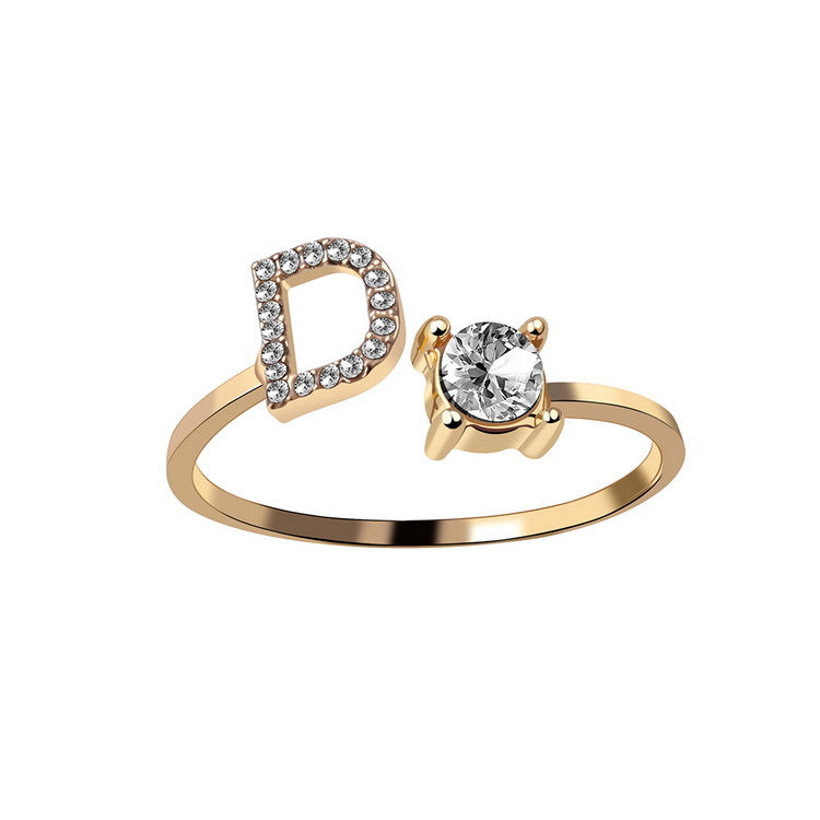 New Design Adjustable 26 Initial Letter Ring Fashion Jewelry For Women Simple Elegant Jewelry New Design Adjustable 26 Initial Letter Ring Fashion Jewelry For Women Simple Elegant Jewelry